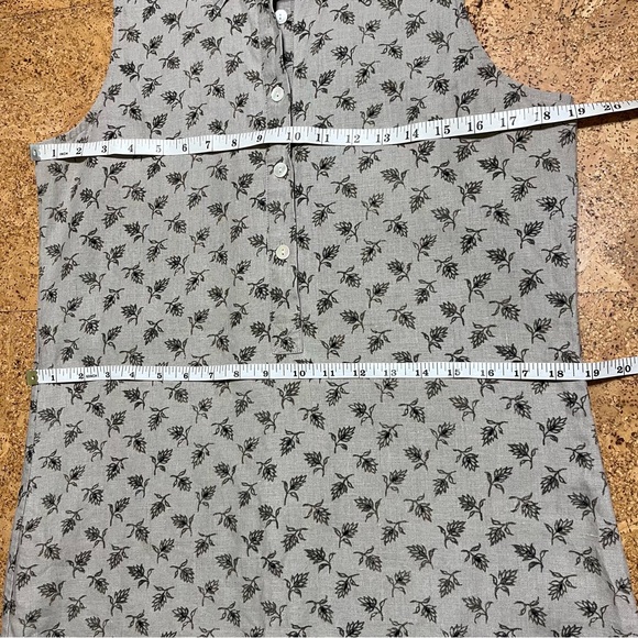 Valerie Stevens Pure Linen Floral Sleeveless Partial Button Dress Beige Sz M - Picture 12 of 15